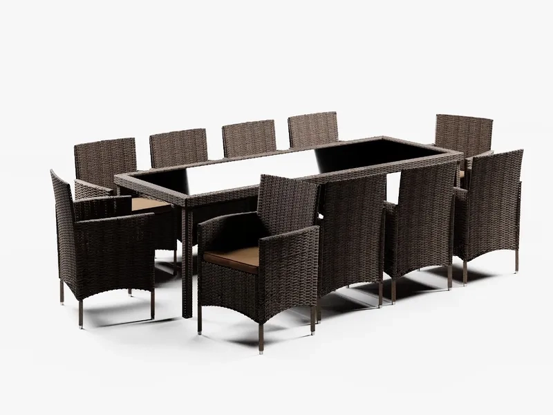 Ảnh bàn ăn 10 ghế màu trắng sáng cho không gian rộng rãi