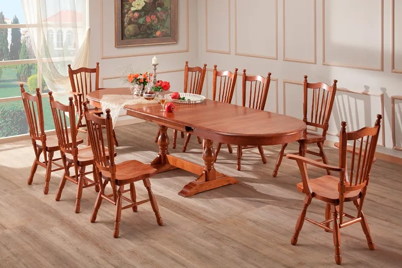 Ảnh bàn ăn gỗ óc chó kết hợp mặt đá hiện đại và độc đáo