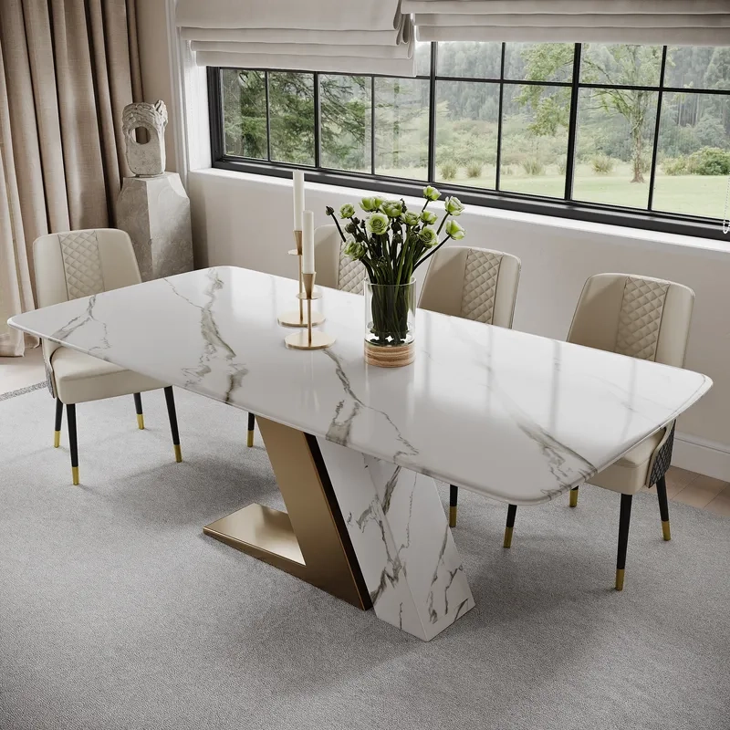 Hình bàn ăn hiện đại tone màu trắng tinh khiết, dễ phối décor