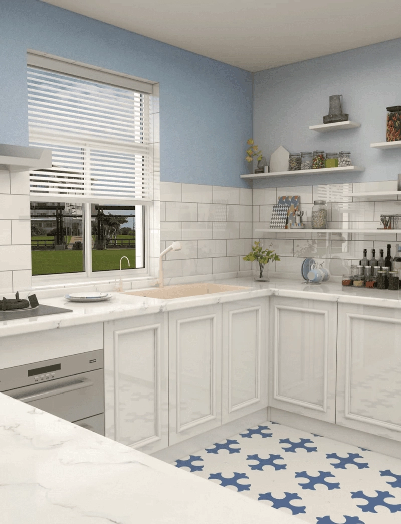 Thiết kế phòng bếp Địa Trung Hải tinh tế sáng thoáng