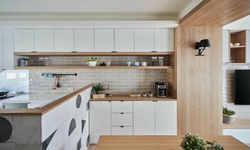 Bếp phong cách Hàn Quốc nhẹ nhàng và tinh tế