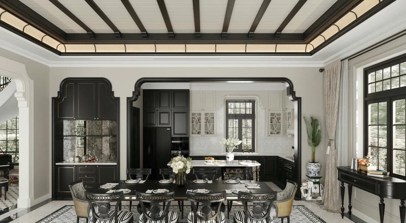 Phòng bếp phong cách Indochine đầy cảm hứng nghệ thuật