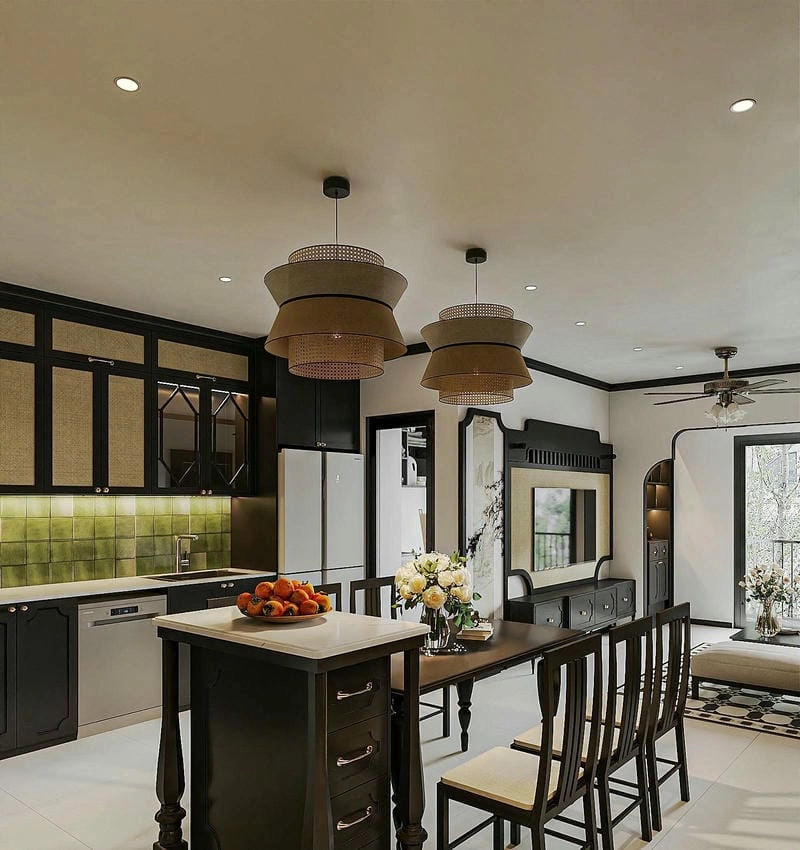 Phòng bếp Indochine mang nét đẹp vượt thời gian