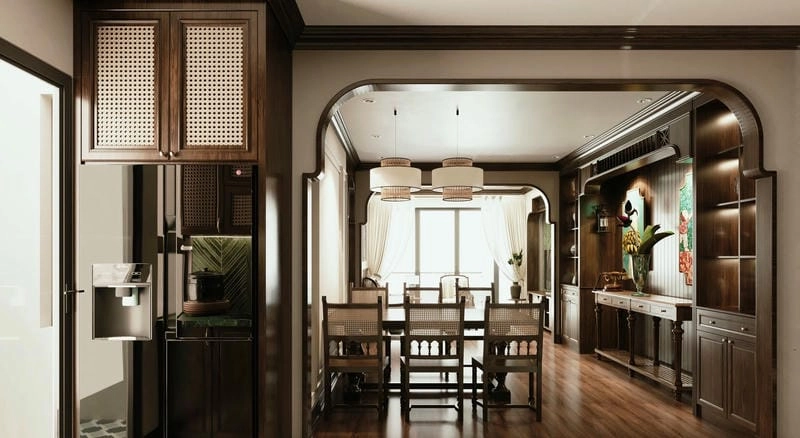 Bếp kiểu Đông Dương kết hợp cổ điển và hiện đại