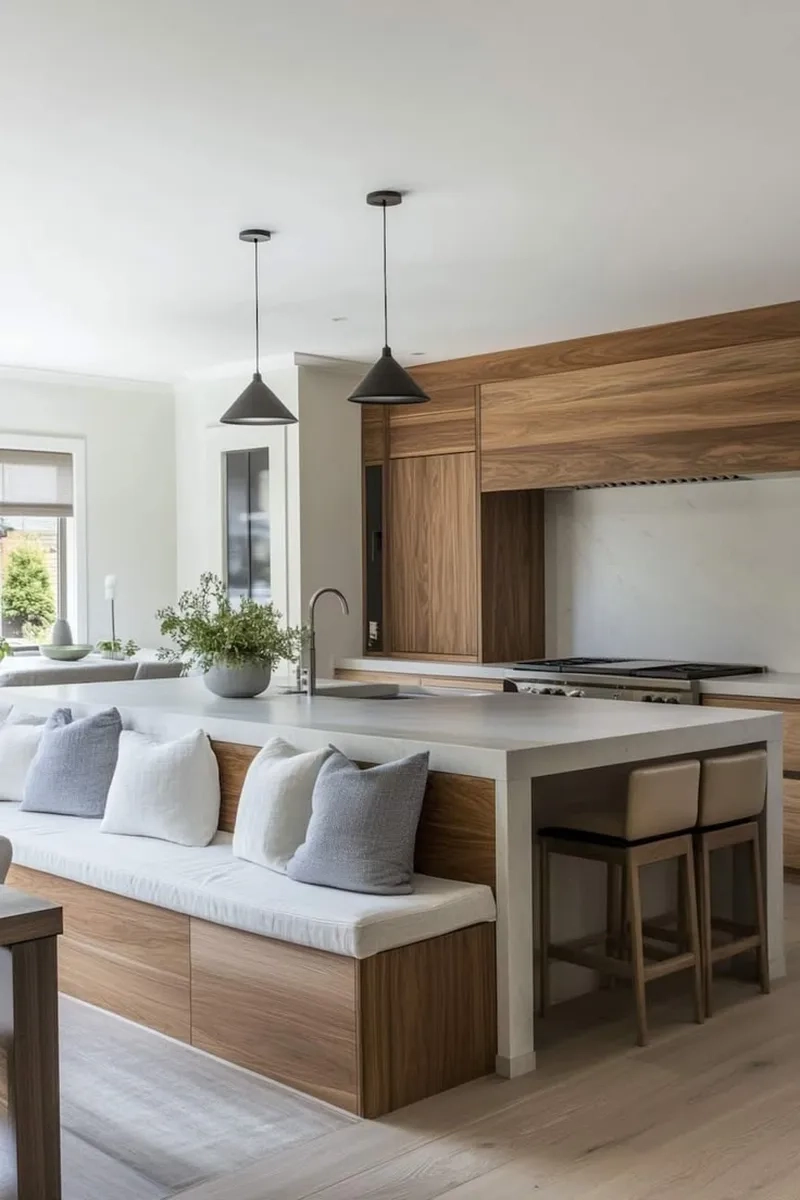 Tận hưởng không gian tiện nghi với thiết kế đảo bếp kết hợp bàn ăn