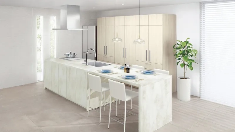 Chiêm ngưỡng hình ảnh đảo bếp kết hợp bàn ăn hiện đại và tiện nghi