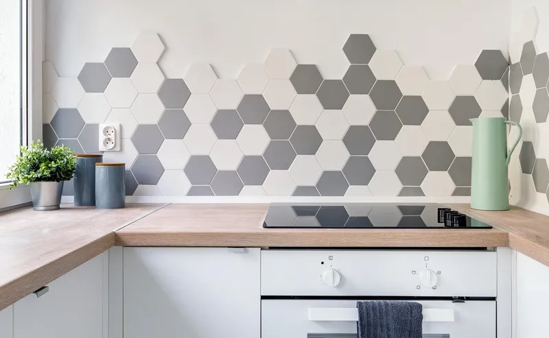 Vị trí gạch lục giác ốp tường bếp