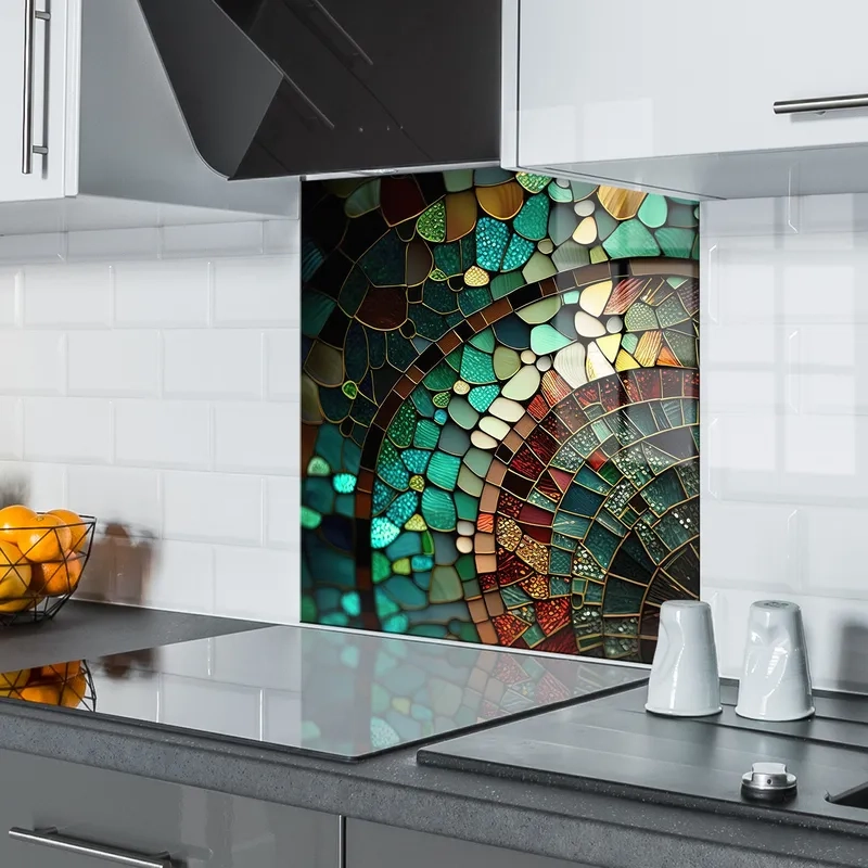 Mẫu kính ốp bếp hoa văn nghệ thuật