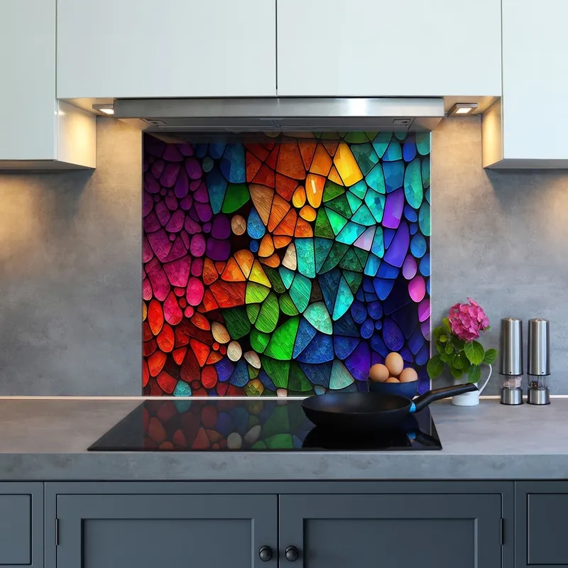 Hình ảnh kính hoa văn ốp bếp