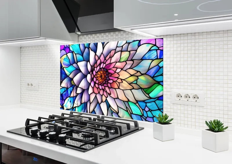 Góc nhìn kính bếp hoa văn đẹp