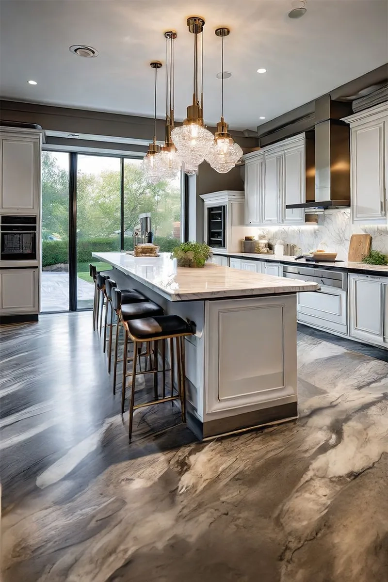 Không gian nhỏ vẫn sang nhờ mặt đá bàn đảo bếp nhà nhỏ