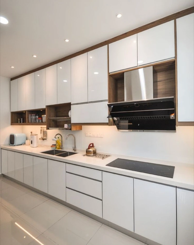 Không gian bếp nổi bật với tủ bếp Acrylic đẹp