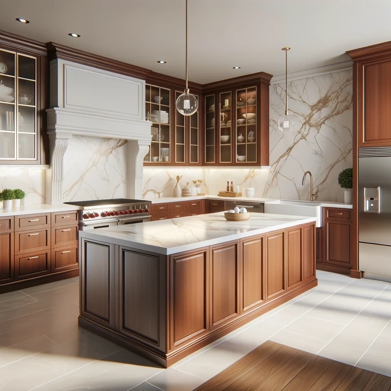 Đẳng cấp sống với tủ bếp gỗ xoan đào biệt thự