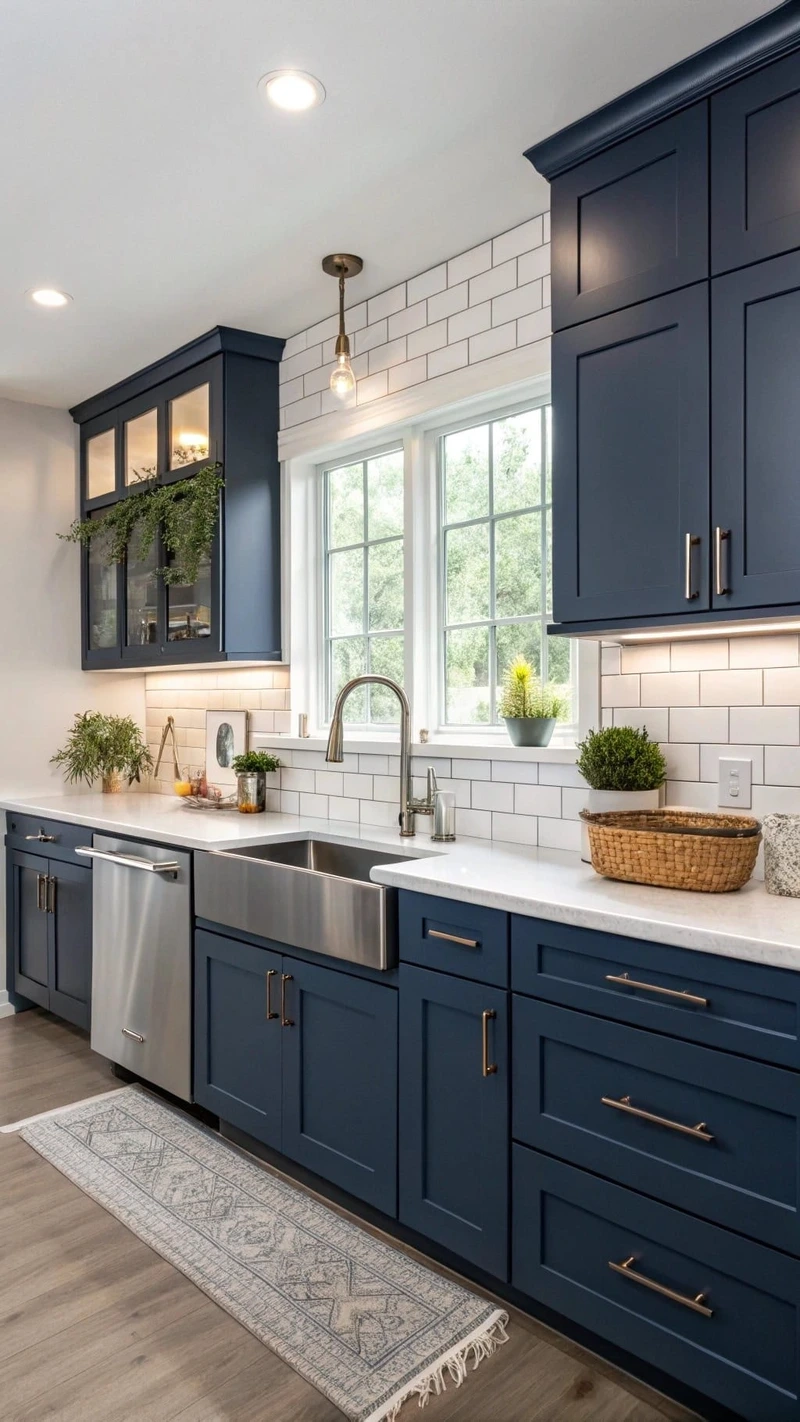 Xu hướng mới từ tủ bếp màu xanh hiện đại