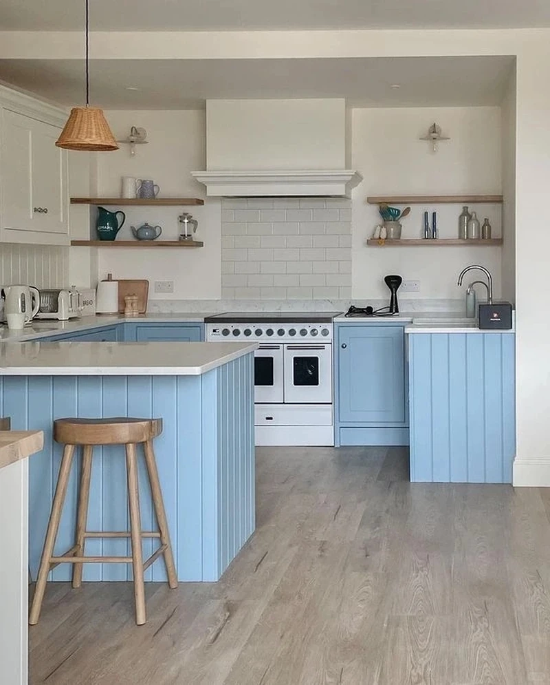 Tạo dấu ấn với tủ bếp màu xanh thiết kế đẹp