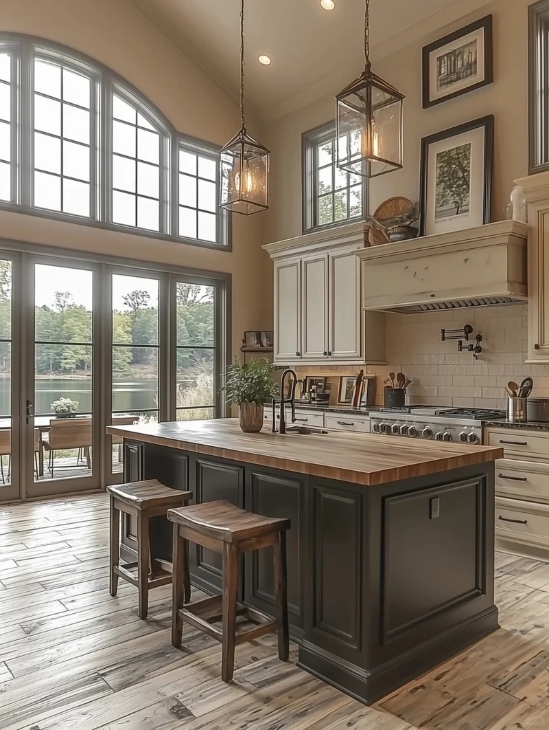 Đón ánh sáng tự nhiên từ tủ bếp nhà phố có cửa sổ