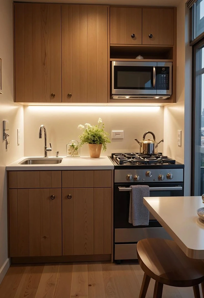 Giải pháp không gian với tủ bếp nhỏ gọn đẹp tinh tế