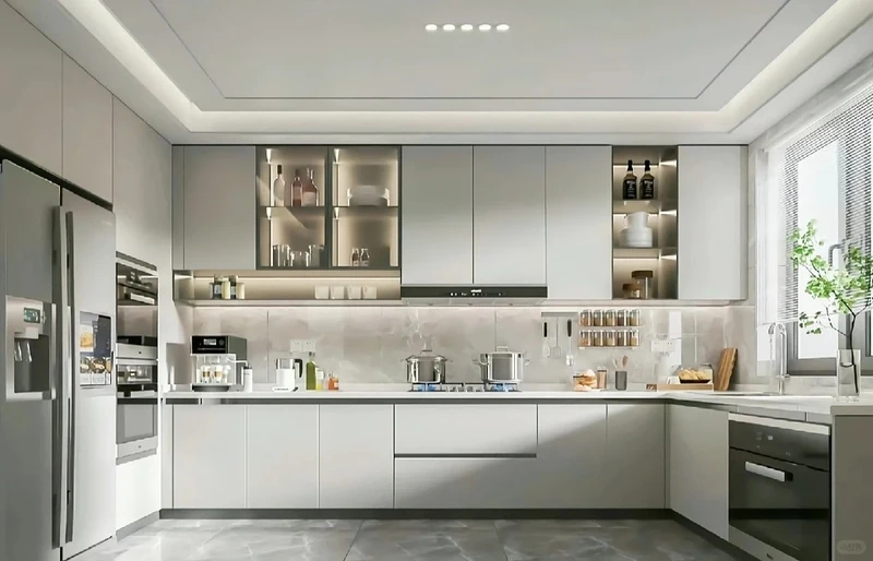 Thiết kế gọn gàng từ tủ bếp nhựa chữ I