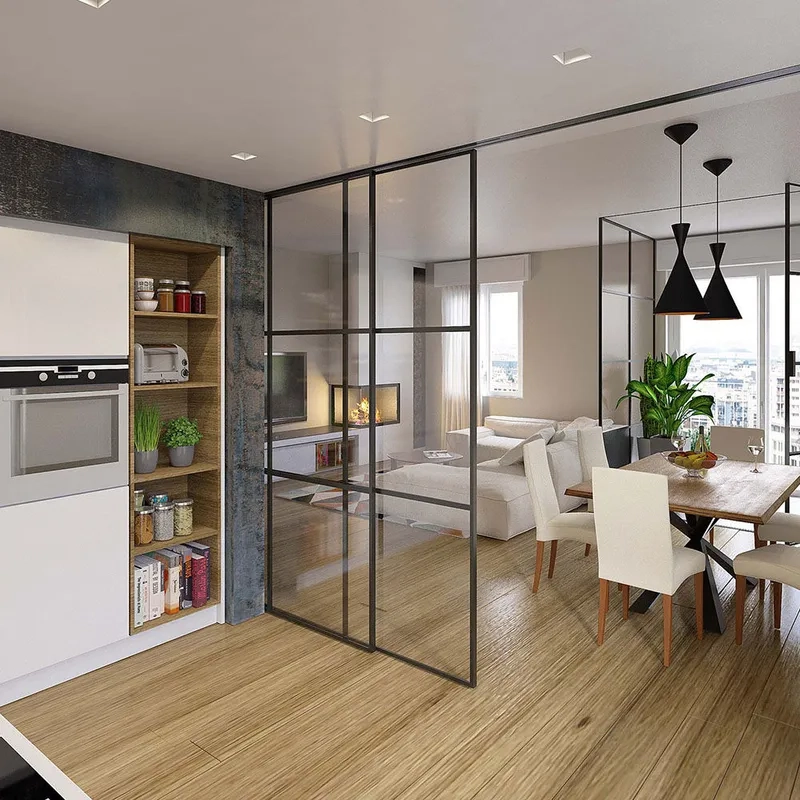 Ngăn giữa phòng khách và bếp