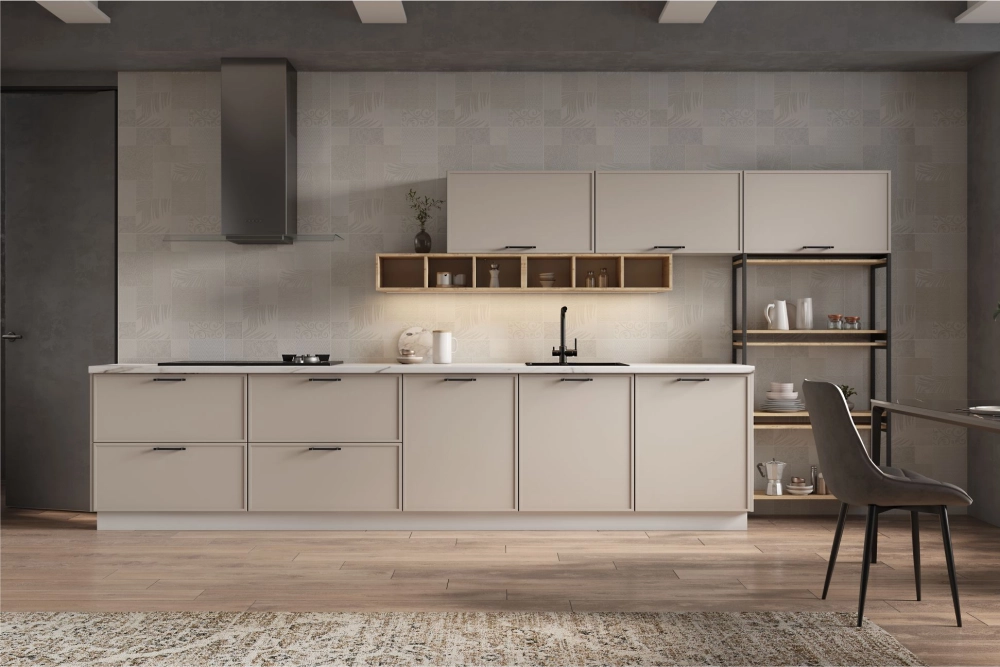 Tủ bếp màu be mang vẻ đẹp nhẹ nhàng tinh tế