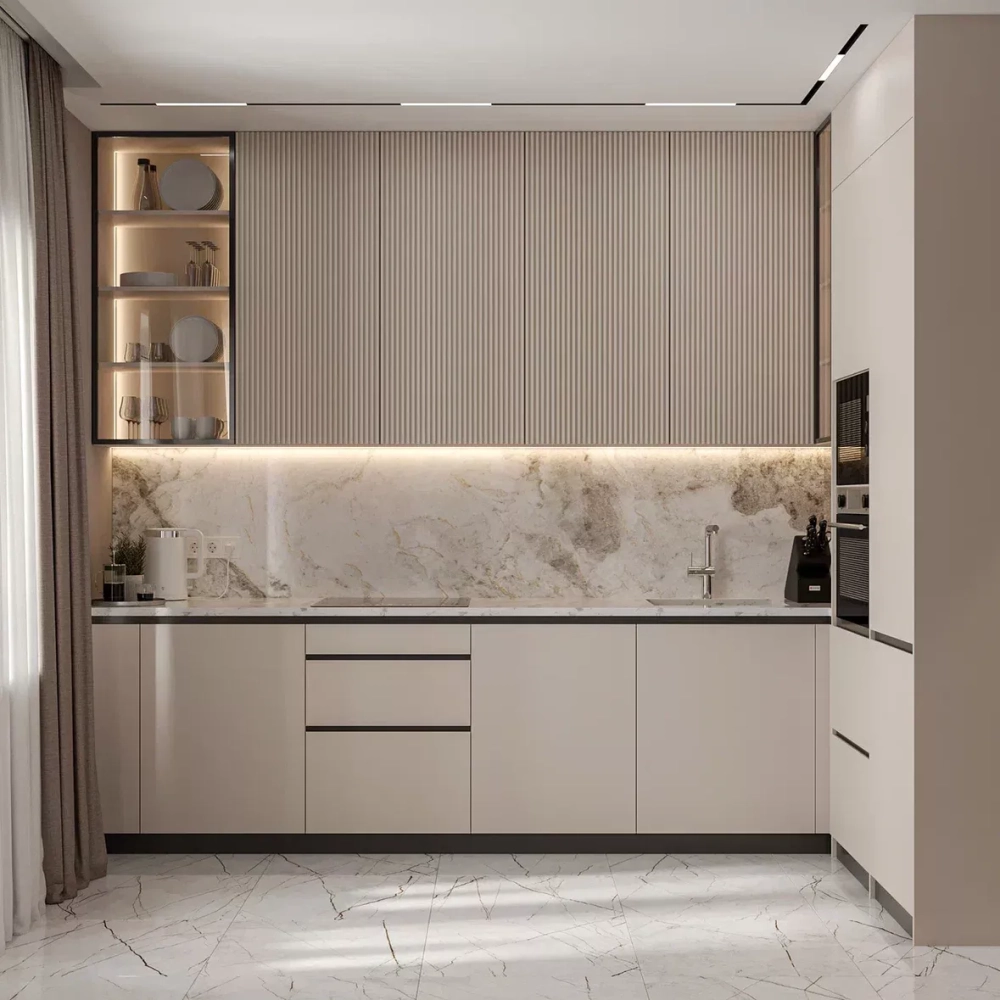 Tủ bếp màu pastel tạo cảm giác dịu mắt