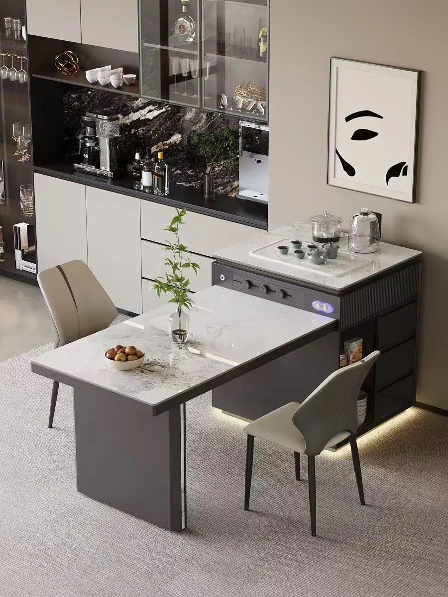 Bàn ăn kéo dài tân cổ điển với các đường nét chạm khắc tinh tế