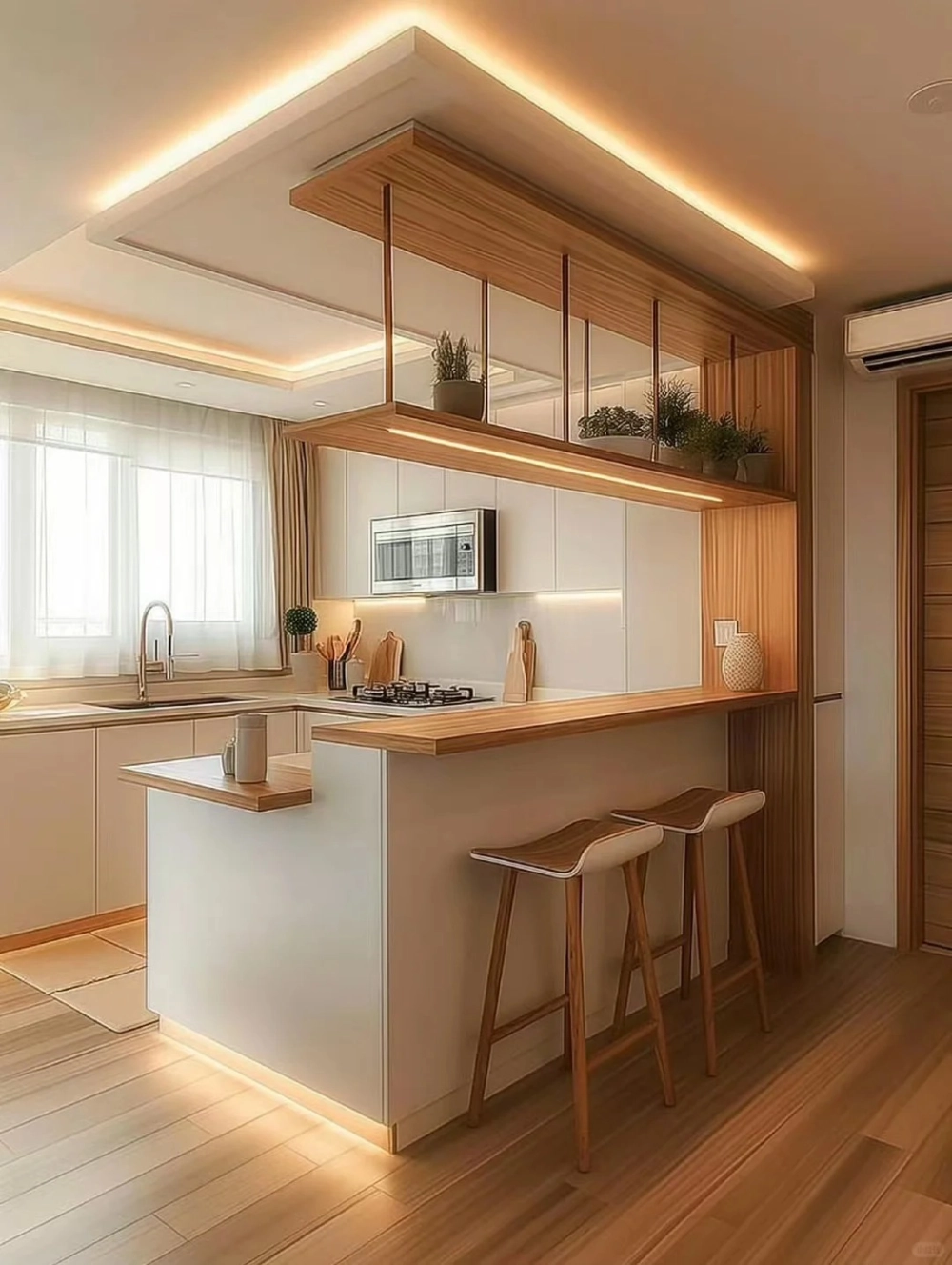 Ghế bàn đảo bếp màu trắng cho không gian trang nhã