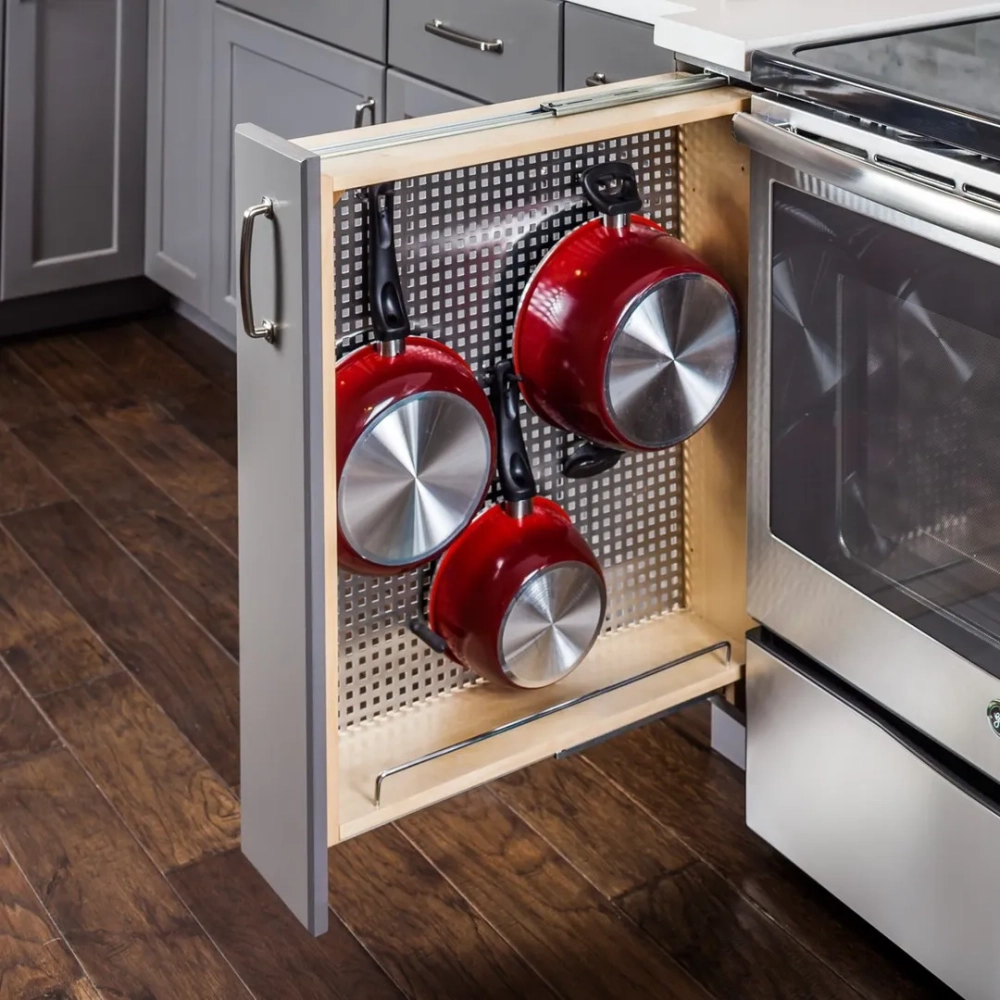 Kệ đựng xoong nồi inox nan tròn 2 tầng sang trọng