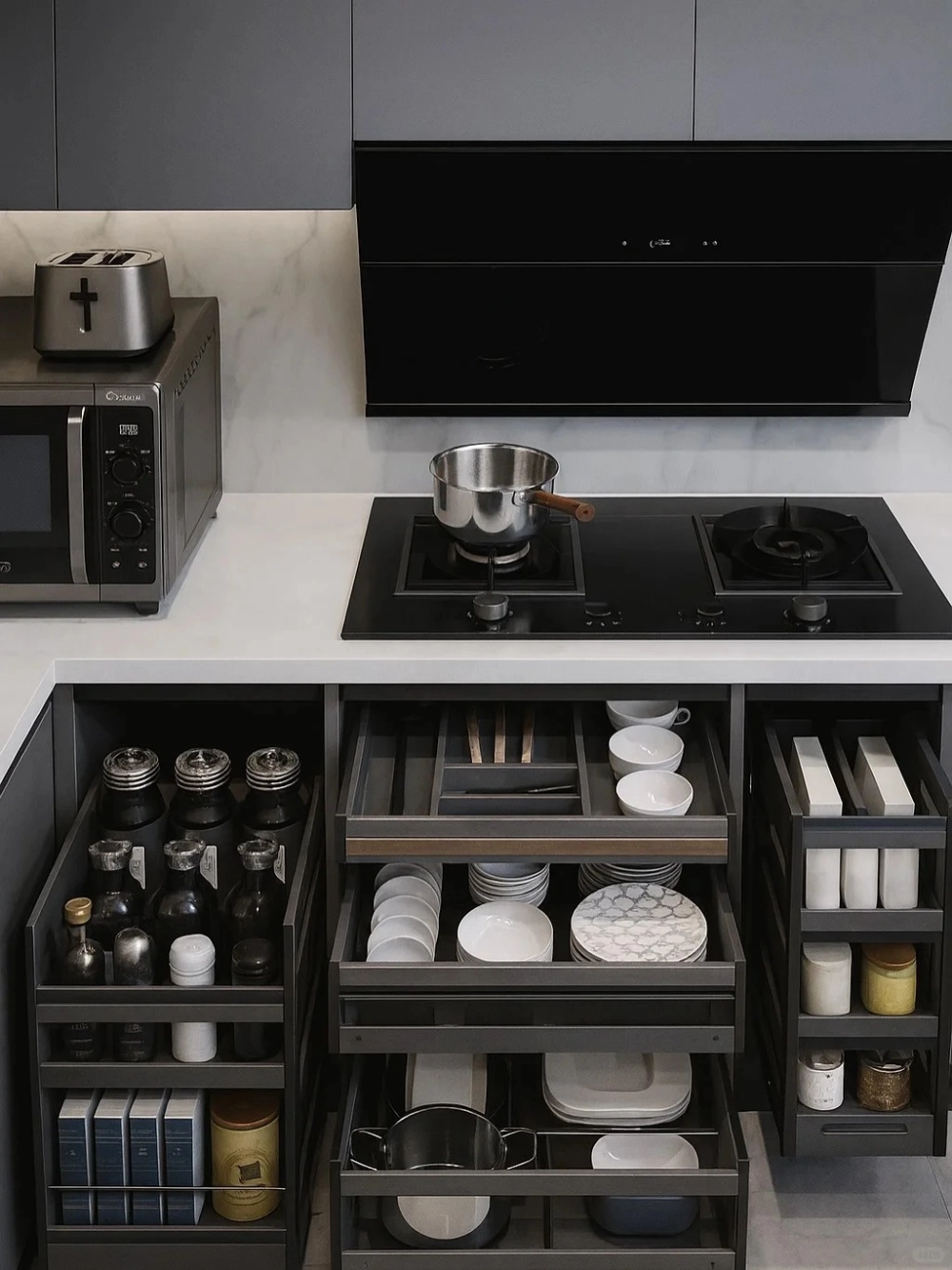 Cách sắp xếp đồ dùng ngăn nắp với kệ góc liên hoàn