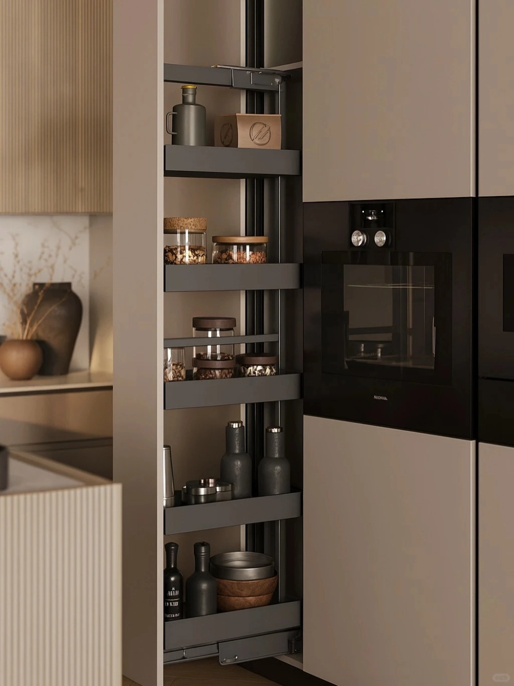 Kệ góc liên hoàn mở trái cho không gian bếp nhỏ