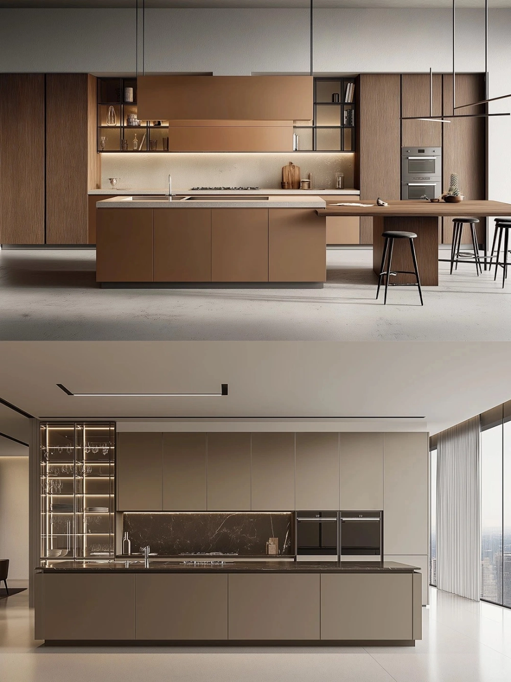 Tủ bếp gỗ cao cấp kết hợp bàn đảo thông minh tiện lợi